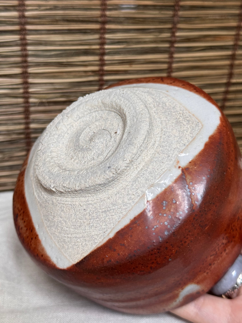 Aka-Shino Chawan — Red Shino Glaze, Mino Ware, Wooden Box