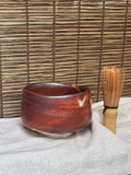 Aka-Shino Chawan — Red Shino Glaze, Mino Ware, Wooden Box