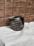 Shigaraki-Yaki Wood-Fired Yunomi Cup, Wave-Cut Rim, Natural Ash Glaze